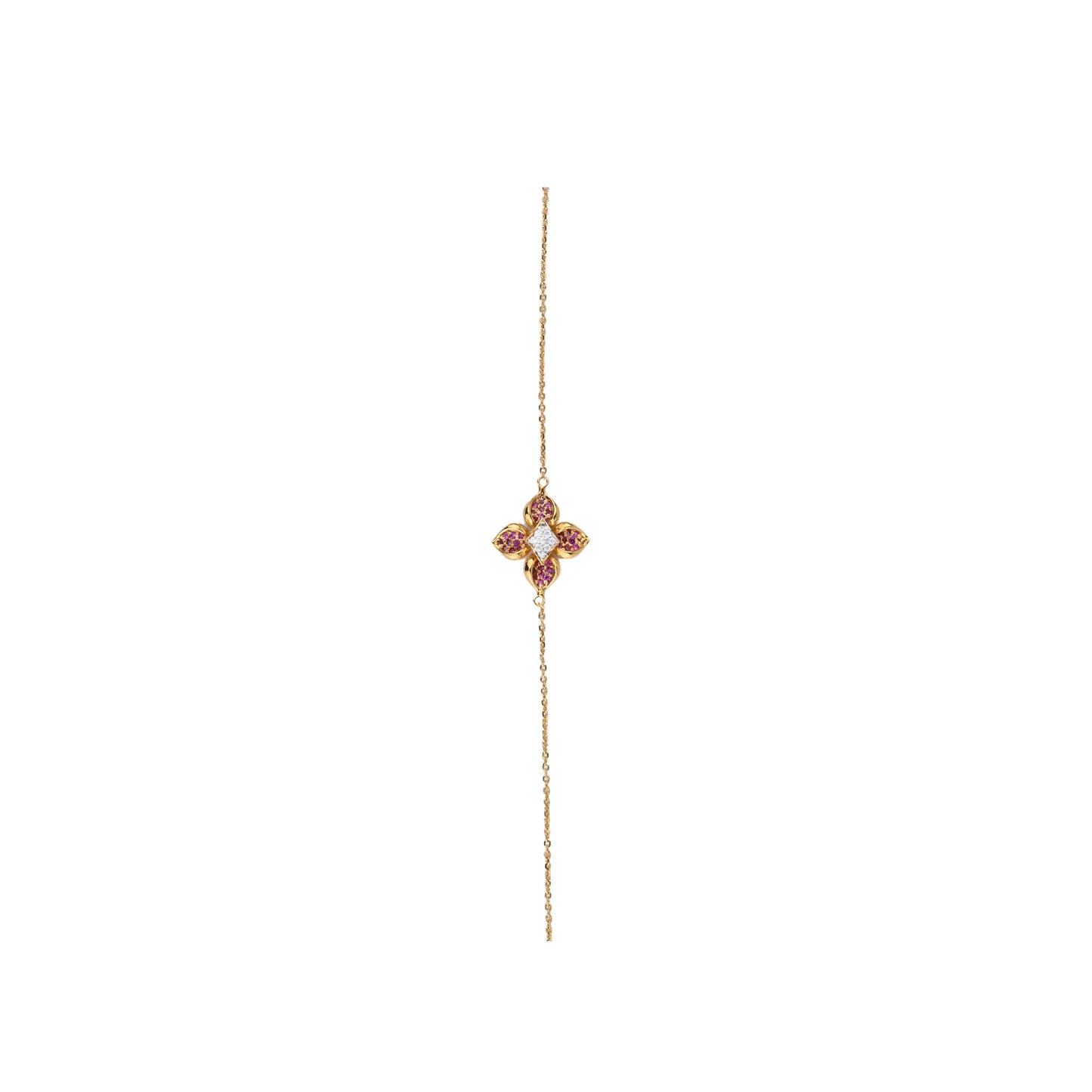 Floral Gold Necklace with Orange & White Gemstones – Radiant Blossom Pendant (1/52814)