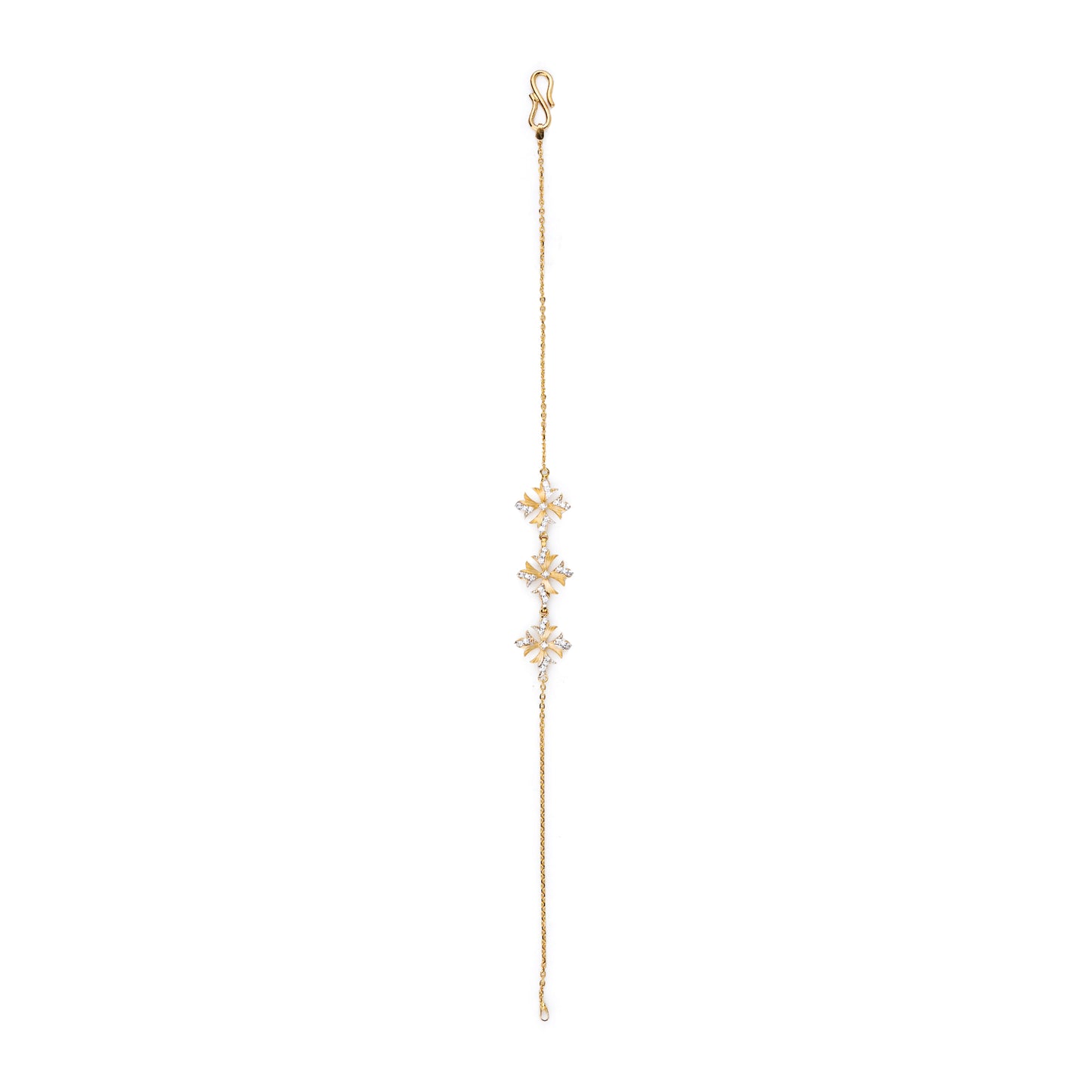 Floral Gold Necklace with Diamond Drop – Elegant Cross-Shaped Pendant (1/52816)