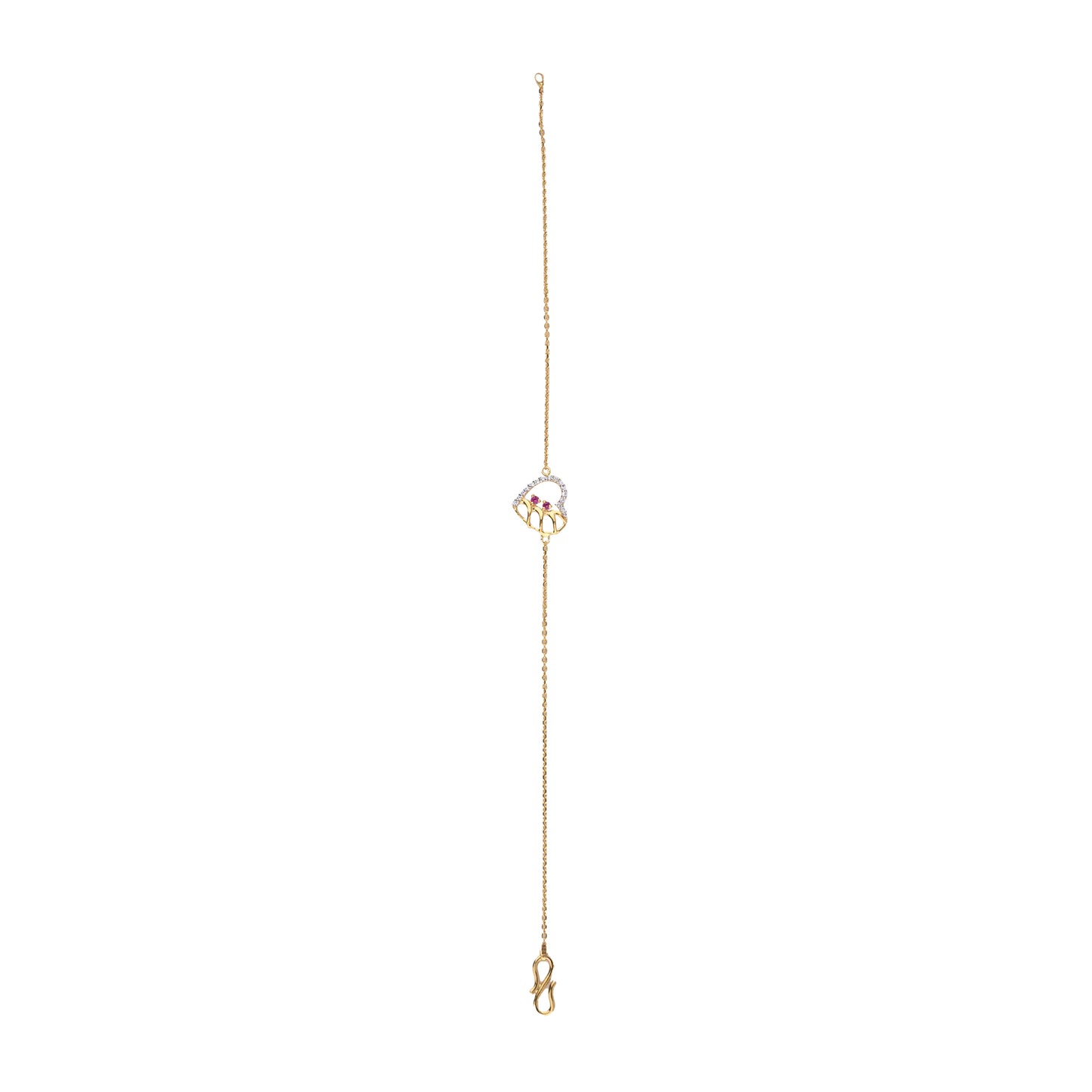Heart Gold Necklace with Ruby & Diamond Accents – Modern Openwork Pendant (1/52871)