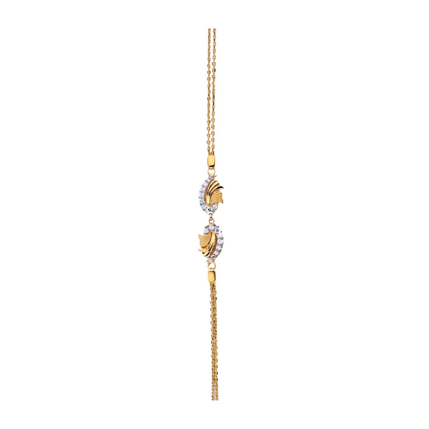 Modern Gold Necklace with Diamond Accents – Swan Pendant (1/52923)