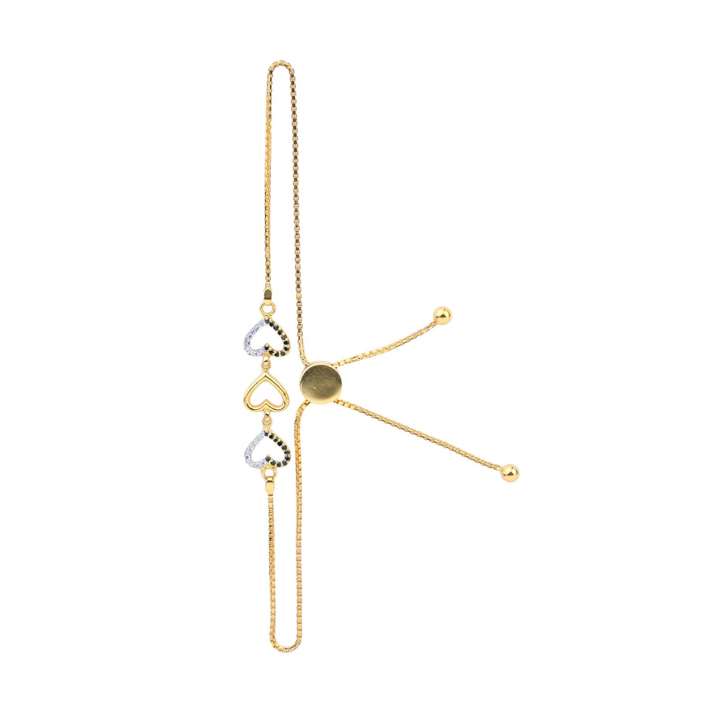 Heart Trio Gold Sequence Bracelet - Simple & Realistic (1/52745)