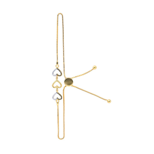 Heart Trio Gold Sequence Bracelet - Simple & Realistic (1/52745)
