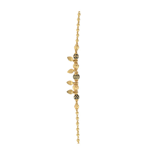 Ancient Leaf & Bead Gold Bracelet – Temple Jewellery Inspired (AY_BR3)