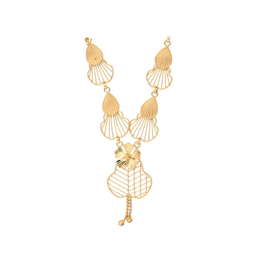 Shell Motif Gold Necklace – Filigree Designer Statement Necklace (CR_NK7)