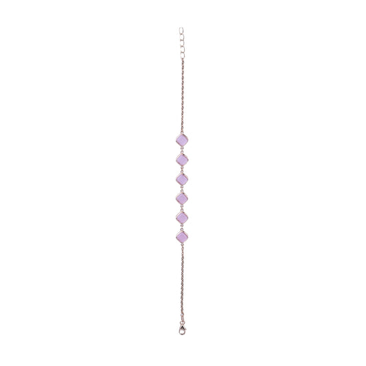 Elegant Purple Amethyst Cushion Bracelet with Silver Chain ( MU_LB1 )