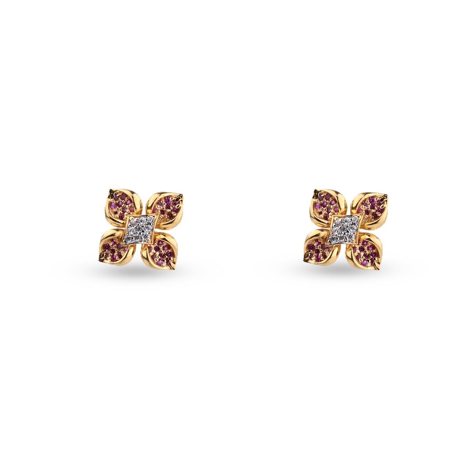 Floral Gold Necklace with Orange & White Gemstones – Radiant Blossom Pendant (1/52814)