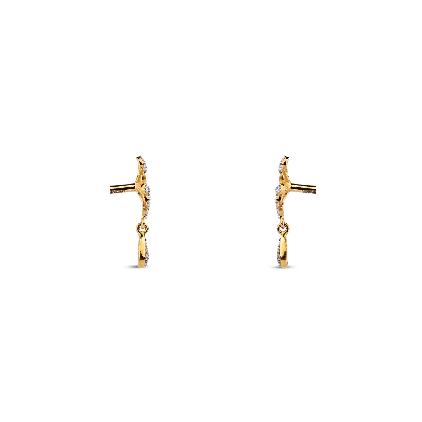 Floral Gold Necklace with Diamond Drop – Elegant Cross-Shaped Pendant (1/52816)