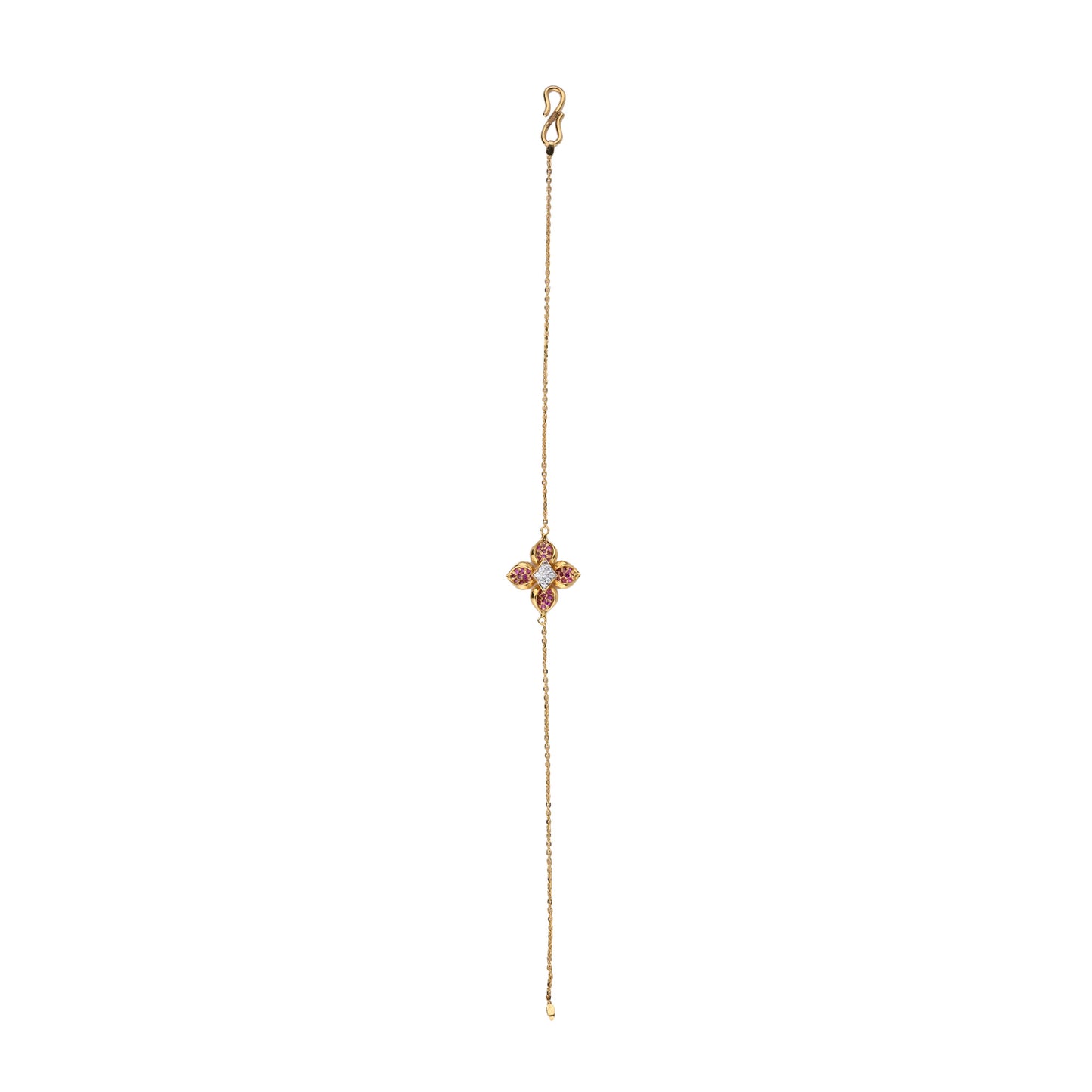 Floral Gold Necklace with Orange & White Gemstones – Radiant Blossom Pendant (1/52814)