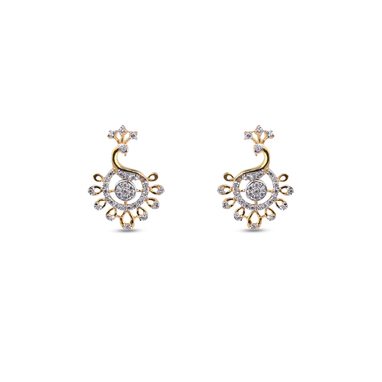 Peacock Inspired Diamond Finish Gold Necklace Set  (1/52849)