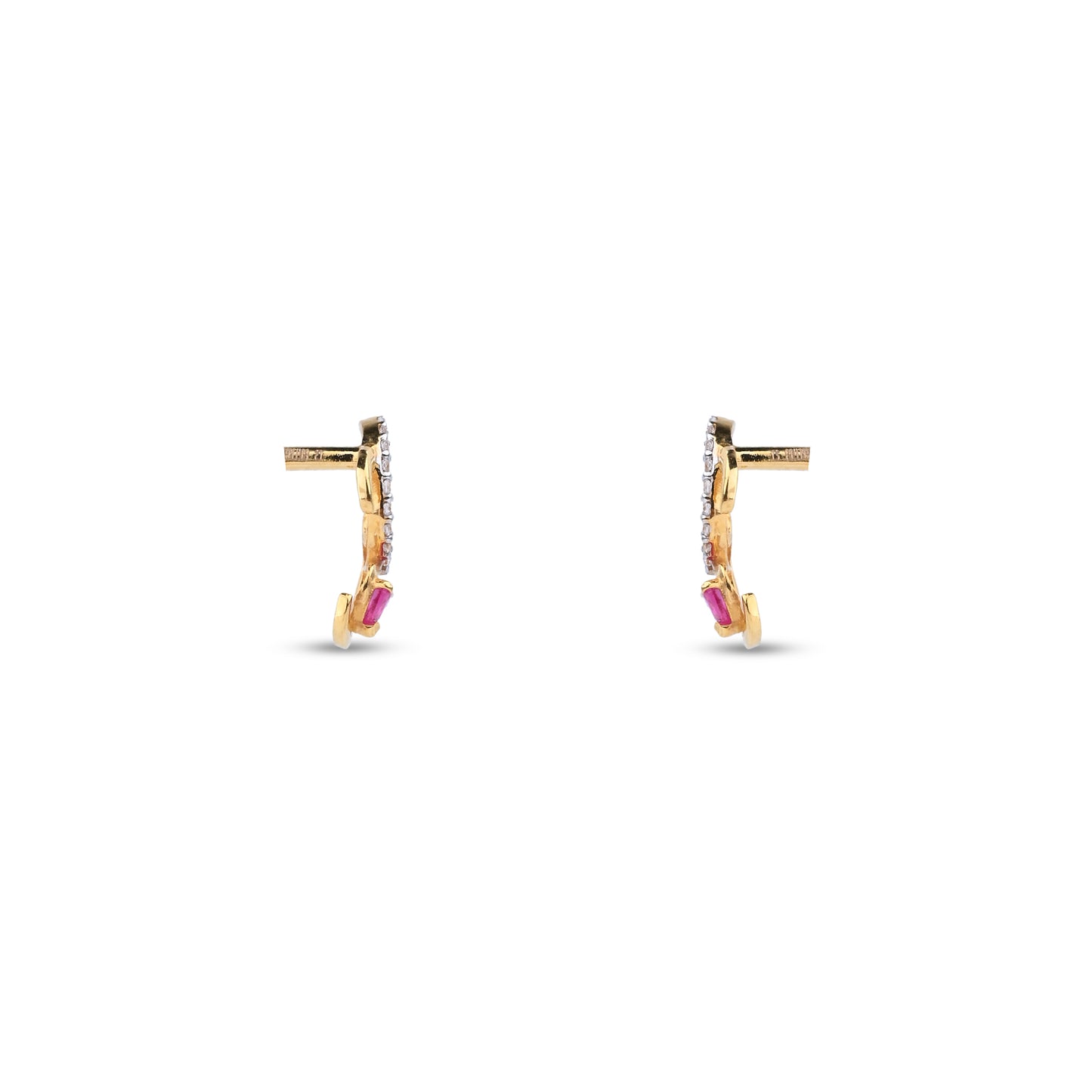 Crescent Moon Gold Necklace with Ruby Heart & Diamond Accents – Celestial Charm Pendant (1/52855)