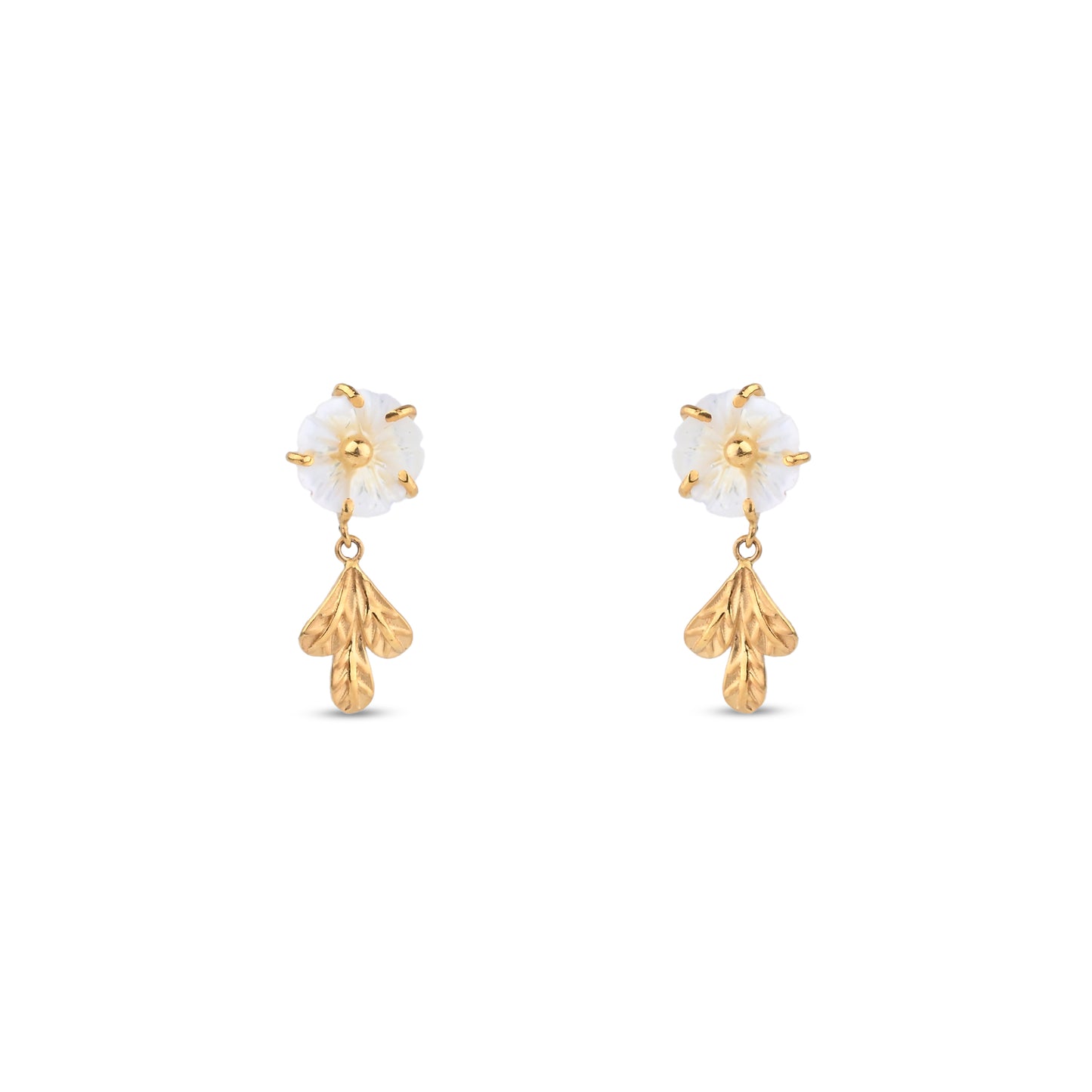 Mother of Pearl Floral Gold Necklace – Dual Bloom Pendant with Gold Accents (1/52892)