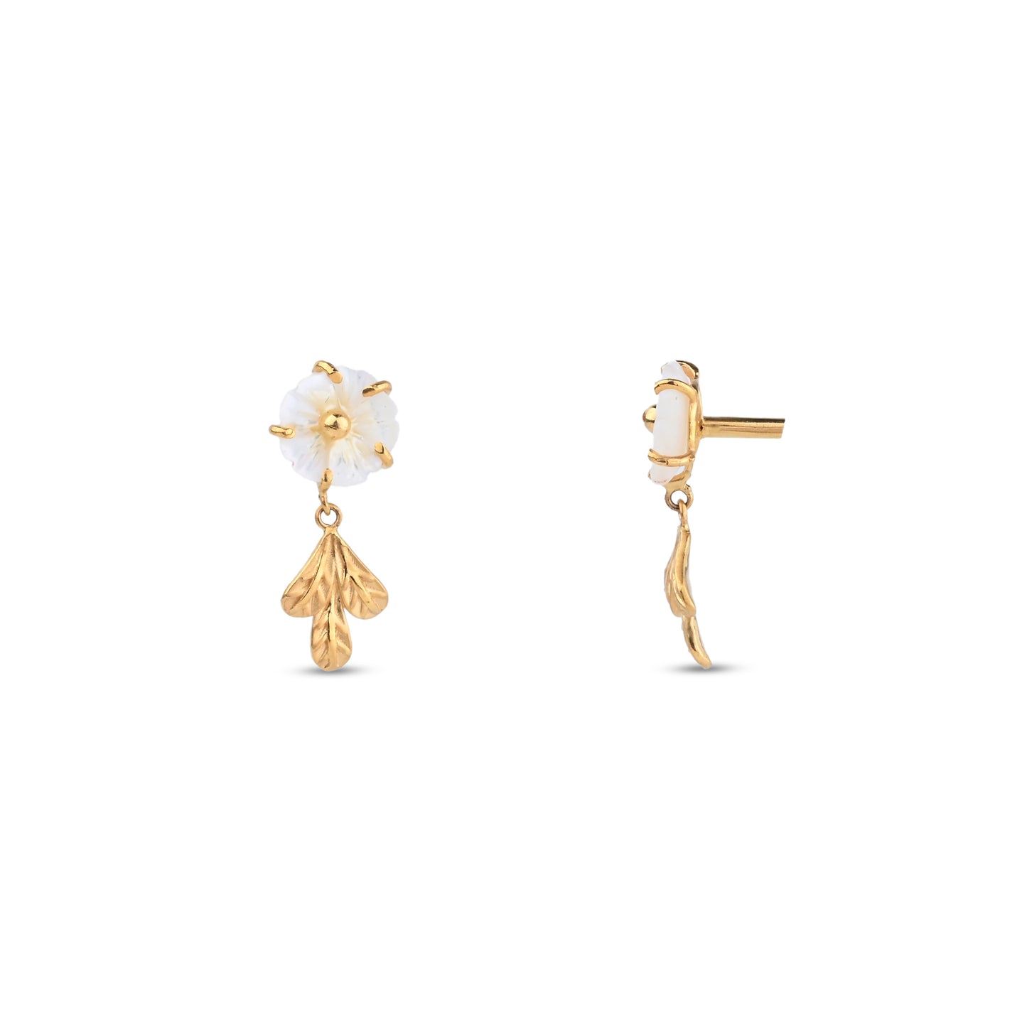 Mother of Pearl Floral Gold Necklace – Dual Bloom Pendant with Gold Accents (1/52892)