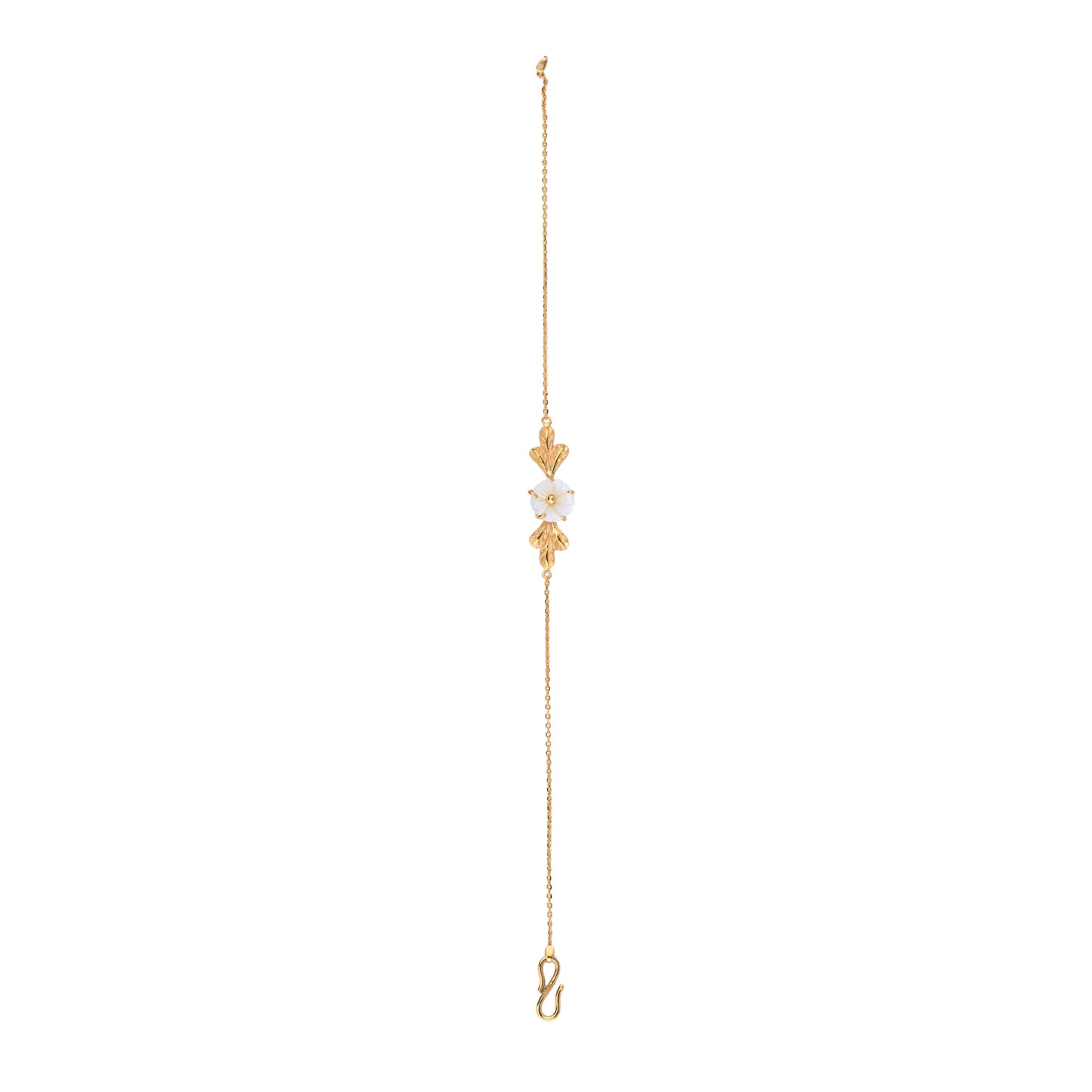 Mother of Pearl Floral Gold Necklace – Dual Bloom Pendant with Gold Accents (1/52892)