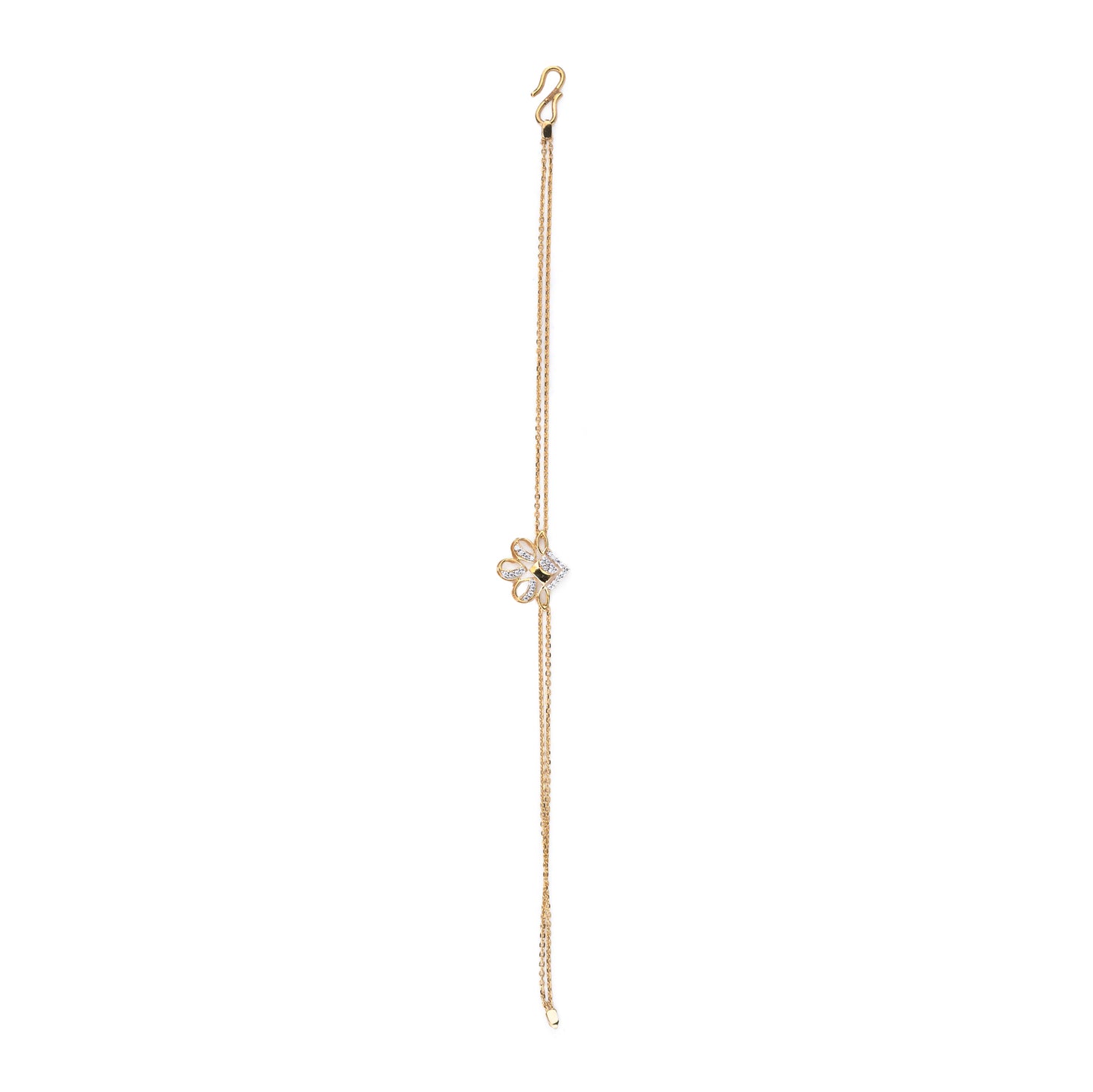 Modern Gold Necklace with Diamond Accents – Abstract Leaf Drop Pendant (1/52908)