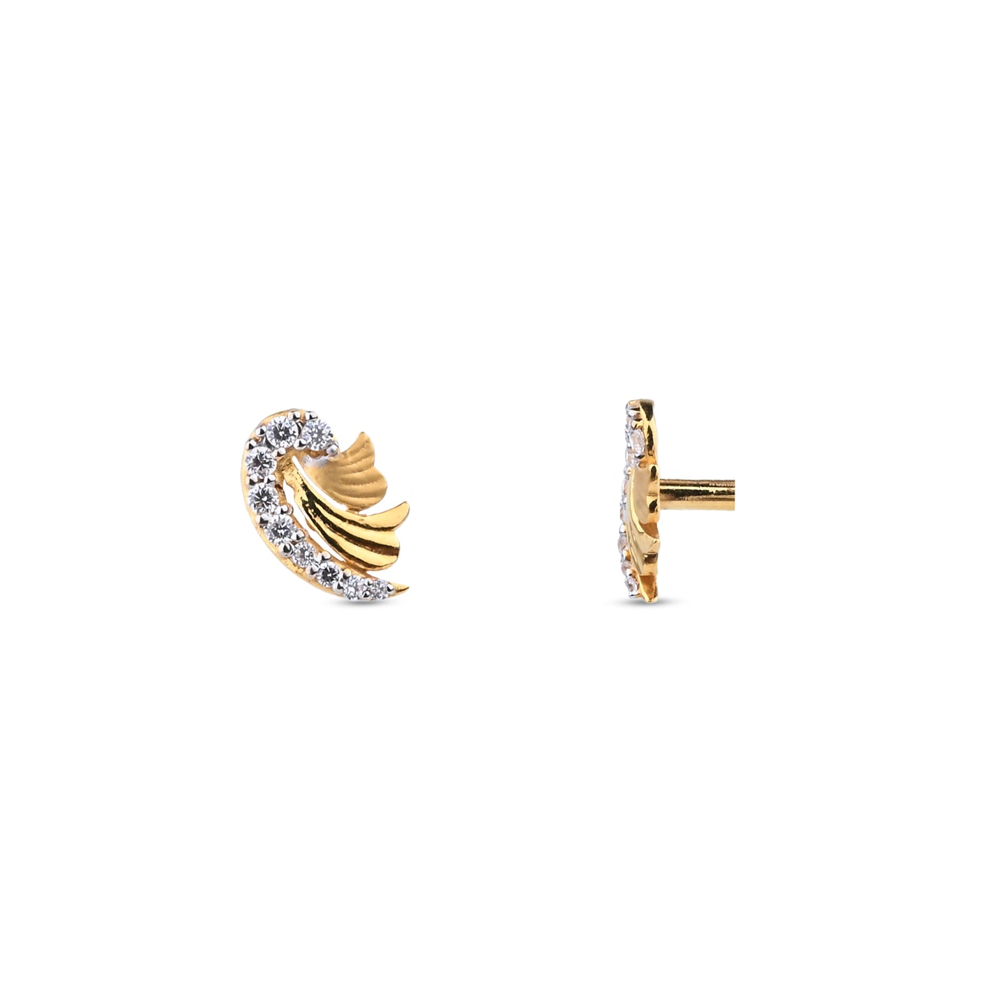 Modern Gold Necklace with Diamond Accents – Swan Pendant (1/52923)
