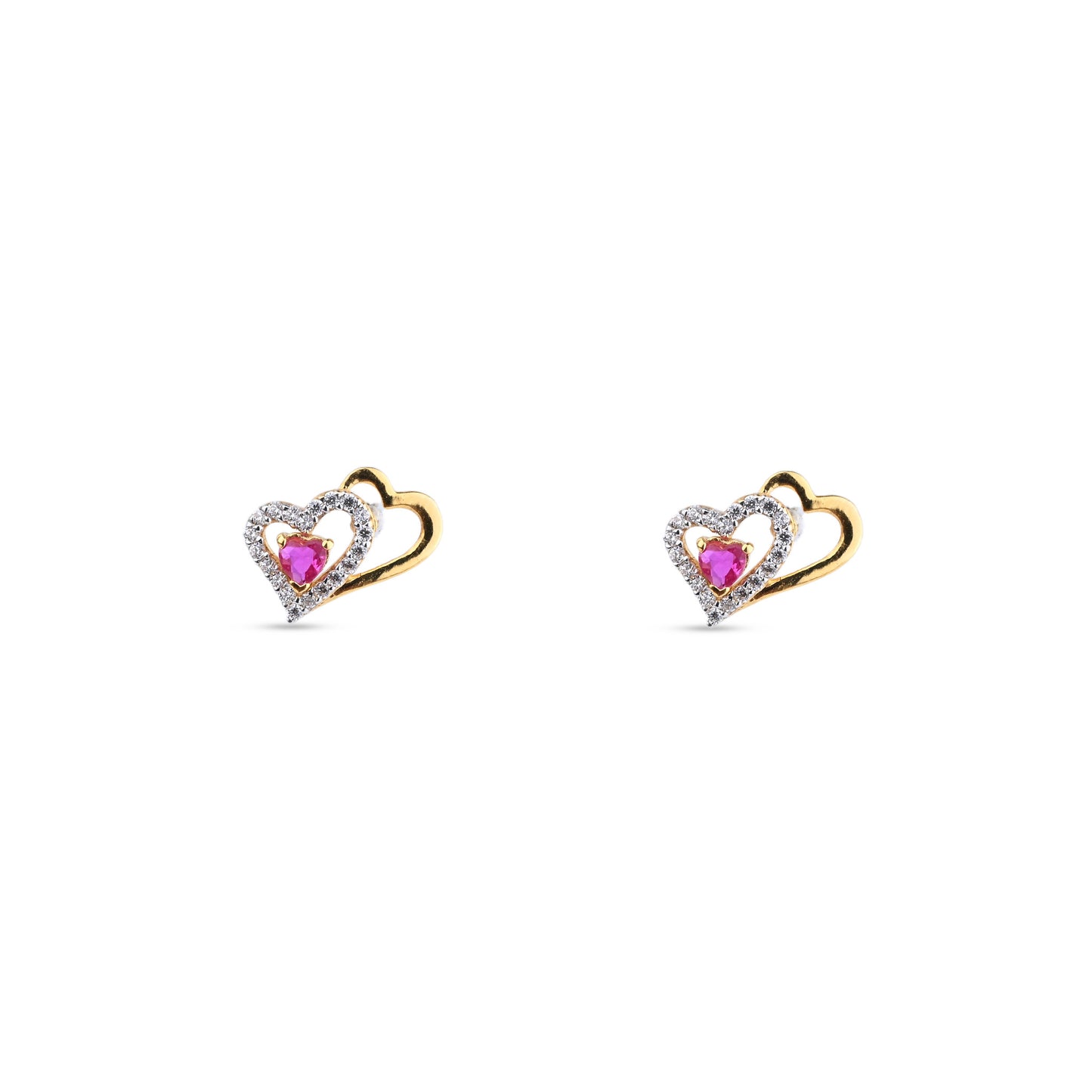 Heart-Shaped Gold Necklace with Ruby & Diamond Accents – Romantic Pendant (1/52926)