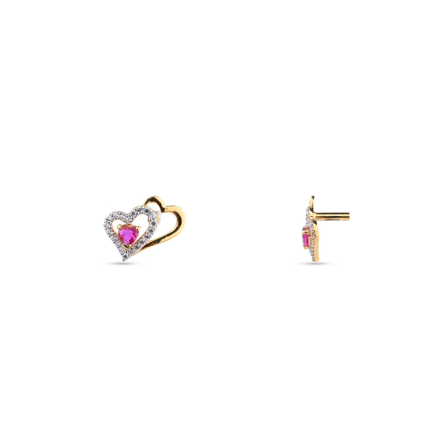 Heart-Shaped Gold Necklace with Ruby & Diamond Accents – Romantic Pendant (1/52926)