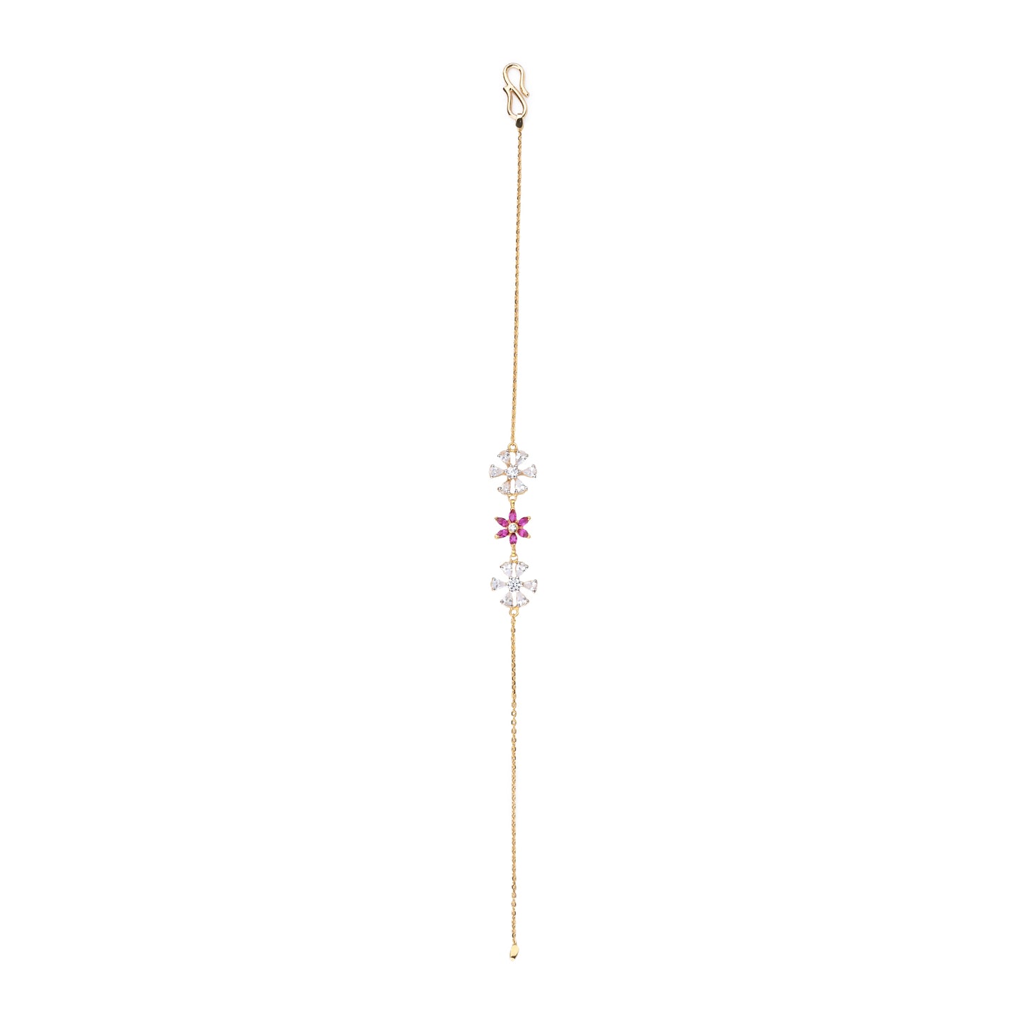 Floral Gold Necklace with Ruby & Diamond Accents – Dazzling Blossom Pendant (1/52922)