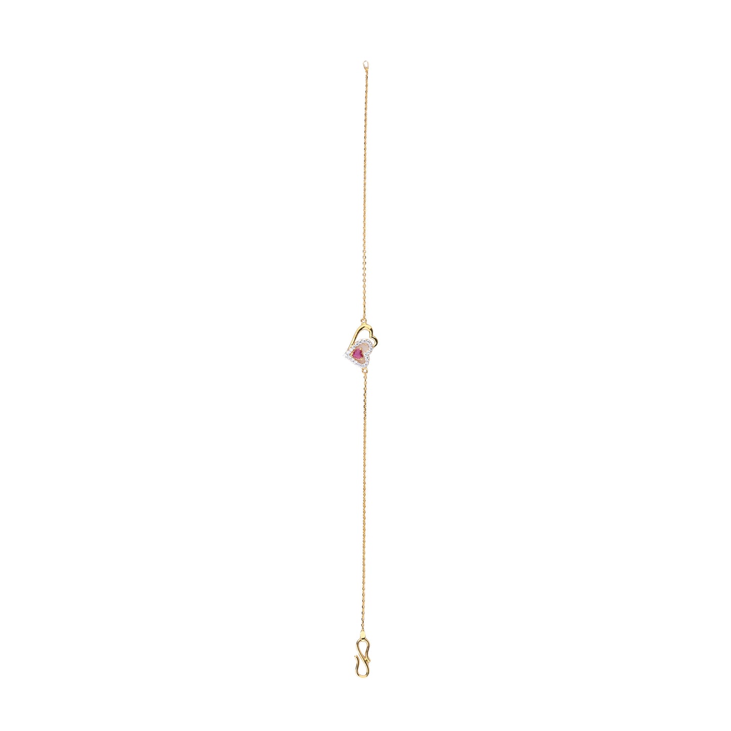 Heart-Shaped Gold Necklace with Ruby & Diamond Accents – Romantic Pendant (1/52926)