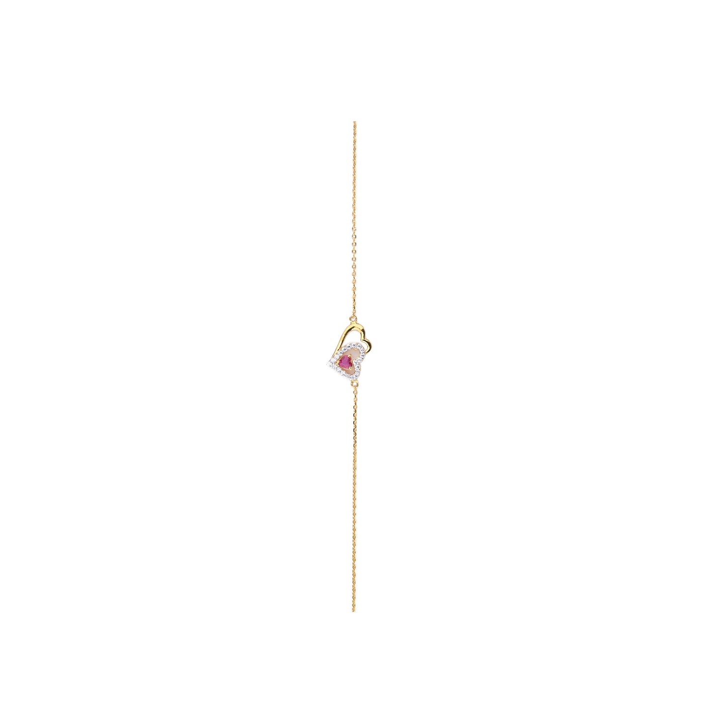 Heart-Shaped Gold Necklace with Ruby & Diamond Accents – Romantic Pendant (1/52926)