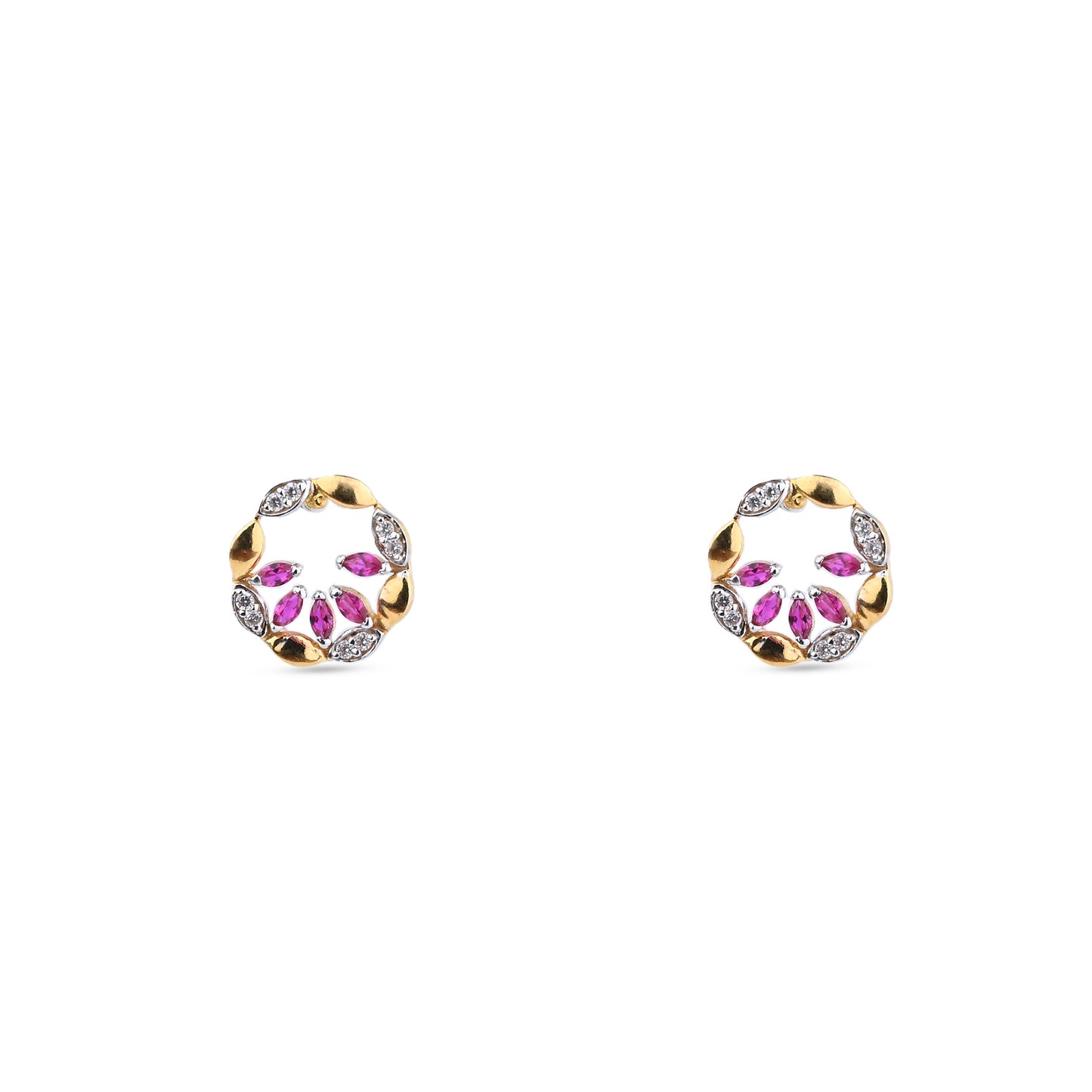 Circle Gold Necklace with Ruby & Diamond Accents – Wreath Pendant (1/52940)