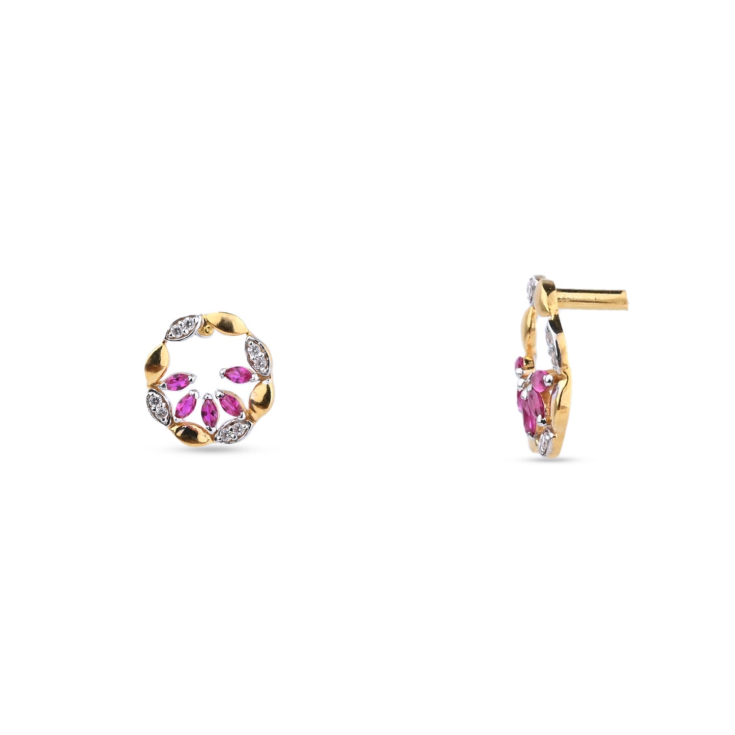Circle Gold Necklace with Ruby & Diamond Accents – Wreath Pendant (1/52940)