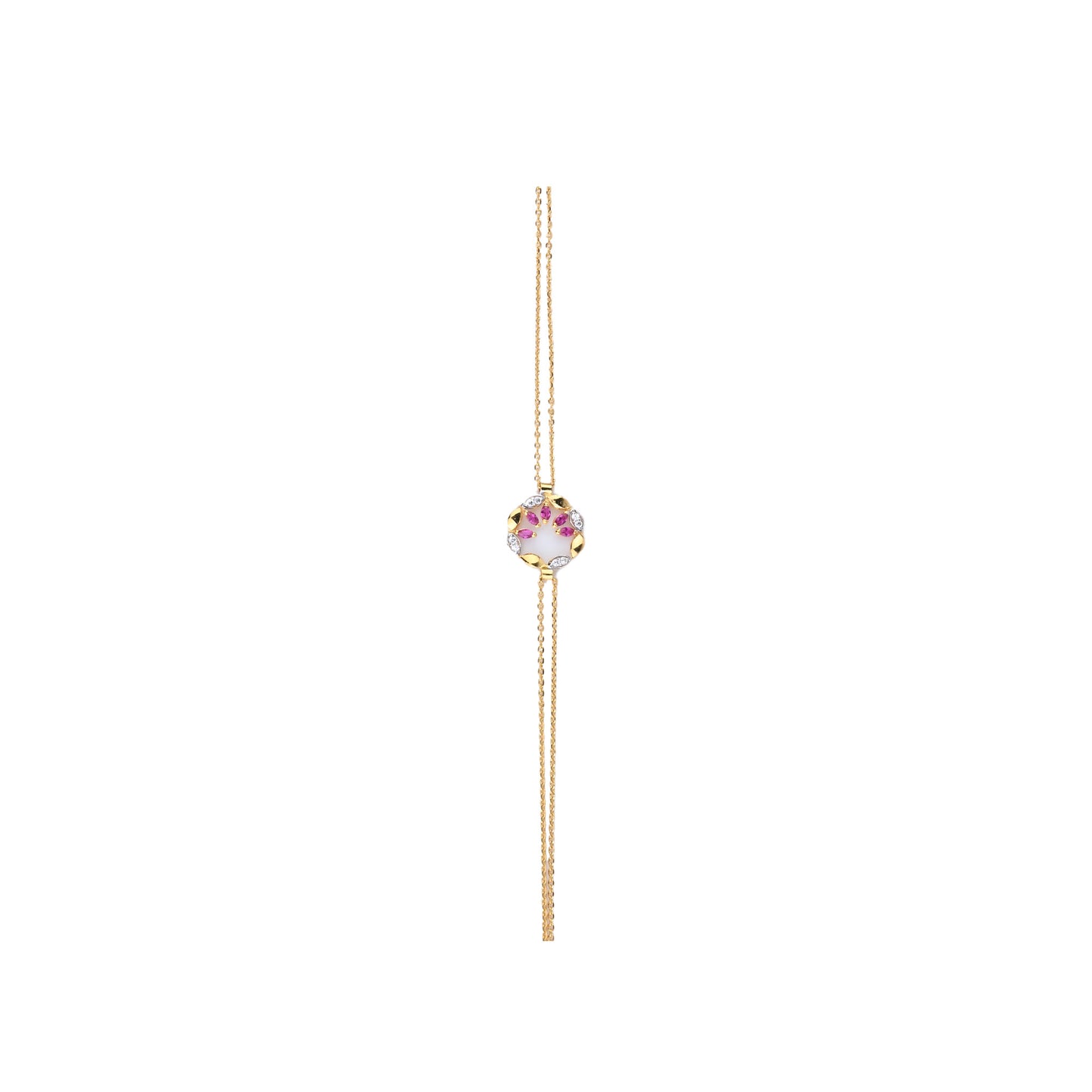 Circle Gold Necklace with Ruby & Diamond Accents – Wreath Pendant (1/52940)