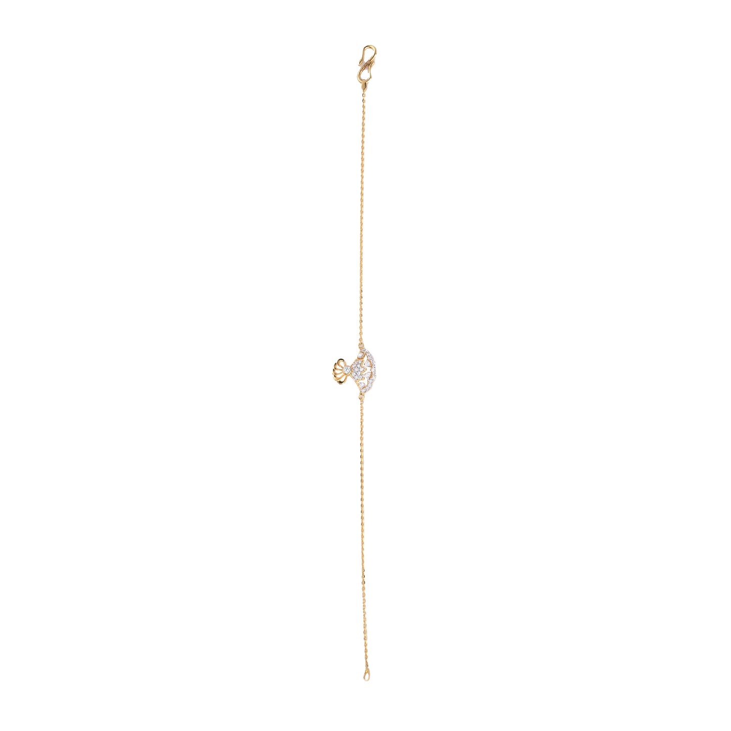 Ornate Gold Necklace with Diamond Accents – Lacework Oyster Pendant (1/52950)