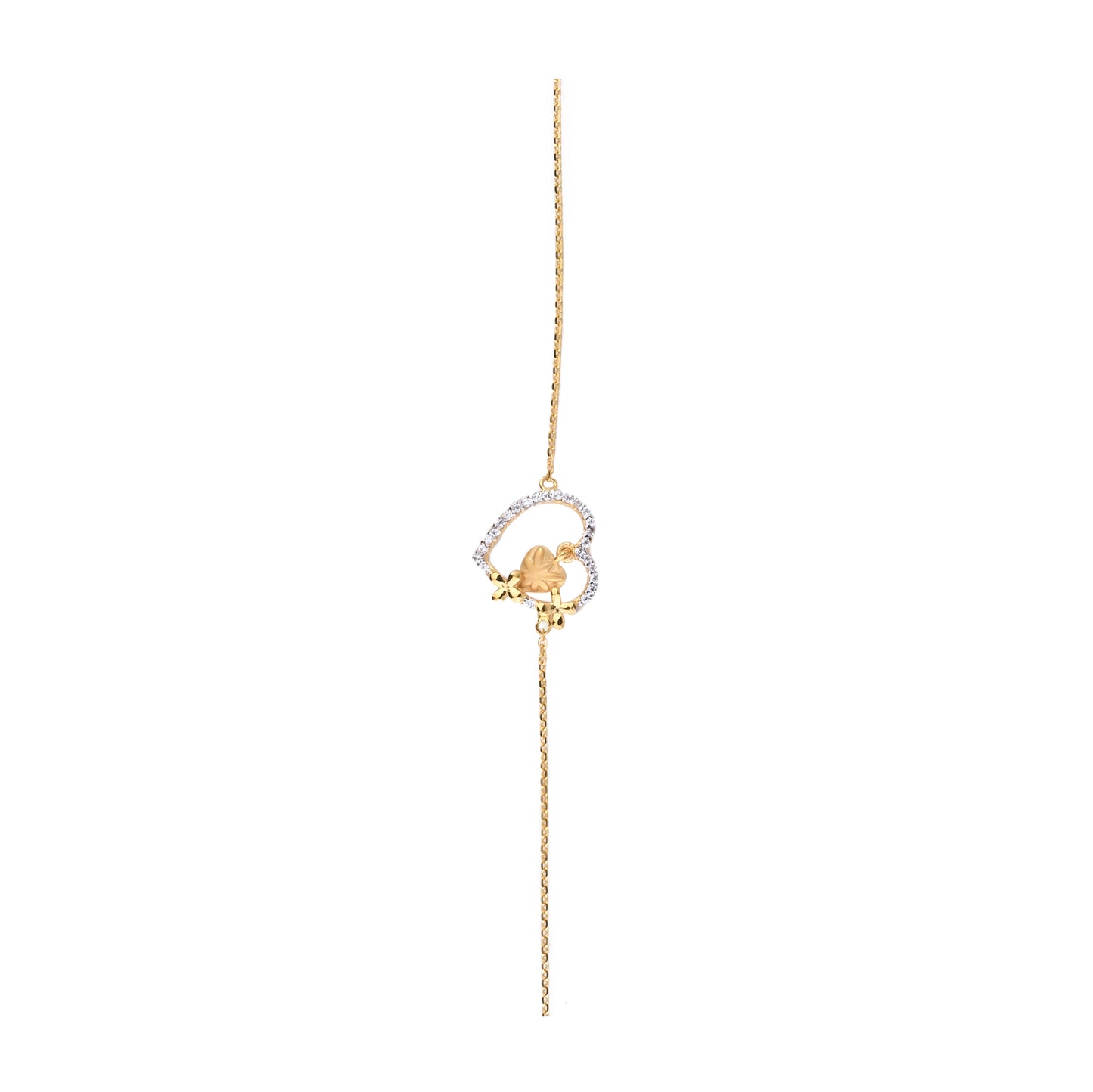 Heart Gold Necklace with Engraved Leaf & Diamond Accents – Elegant Nature Pendant (1/53246)