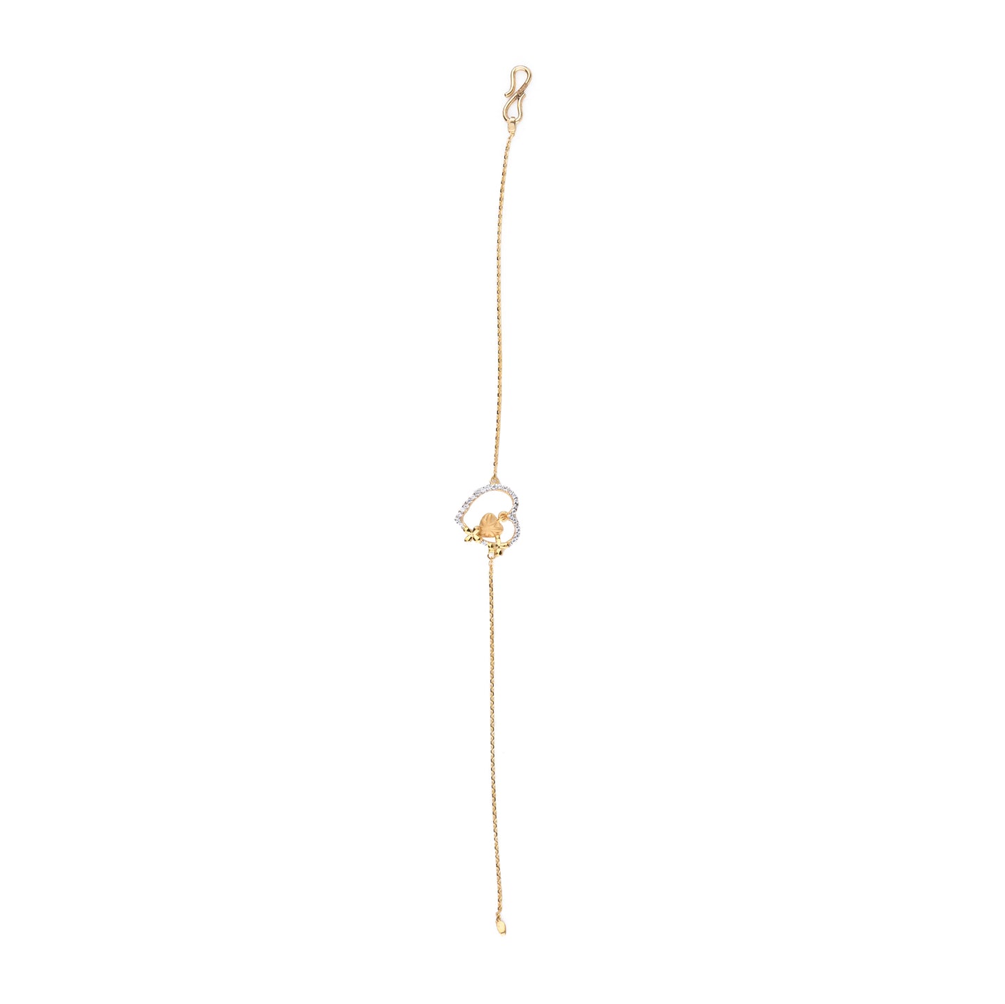 Heart Gold Necklace with Engraved Leaf & Diamond Accents – Elegant Nature Pendant (1/53246)