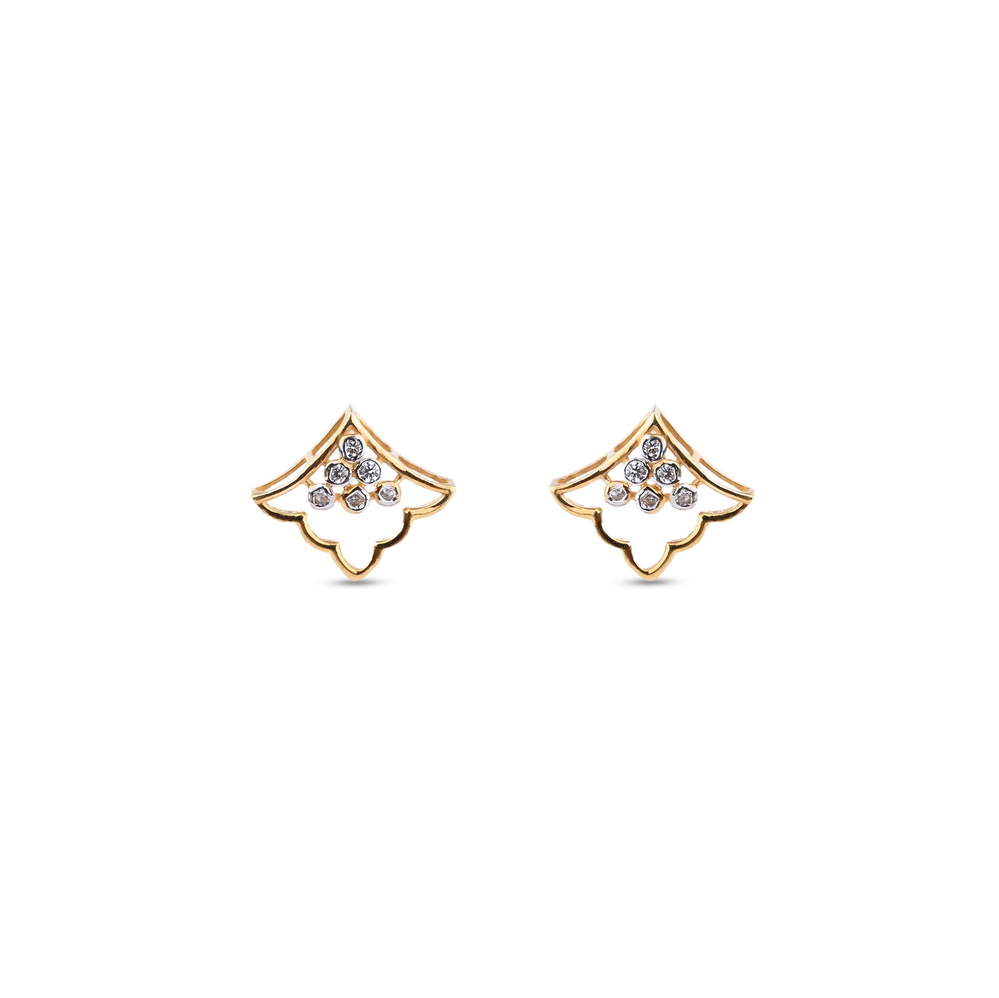 Geometric Gold Necklace with Diamond Cluster – Artistic Pendant (1/53603)