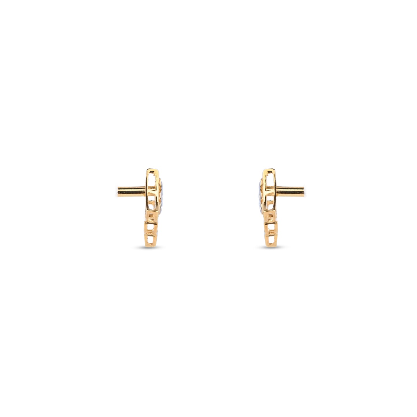 Geometric Gold Necklace with Diamond Cluster – Artistic Pendant (1/53603)