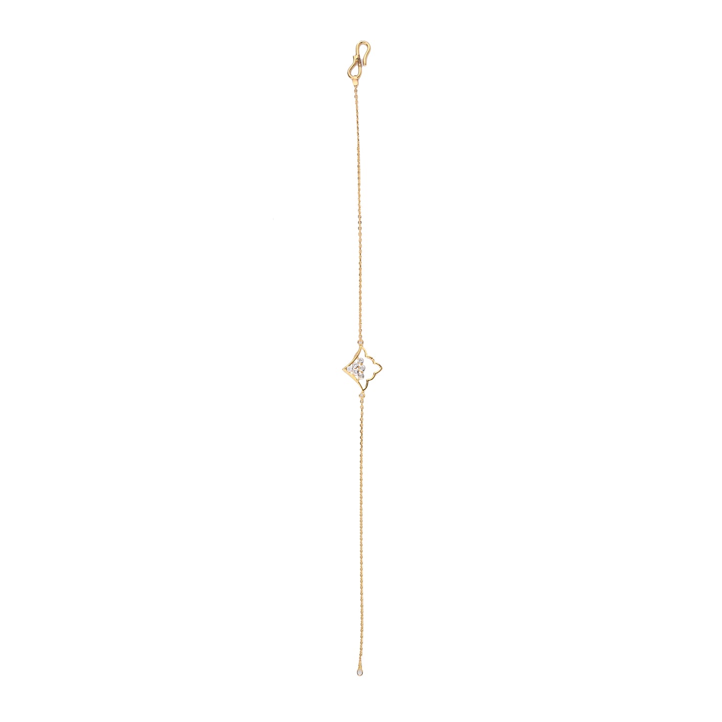 Geometric Gold Necklace with Diamond Cluster – Artistic Pendant (1/53603)