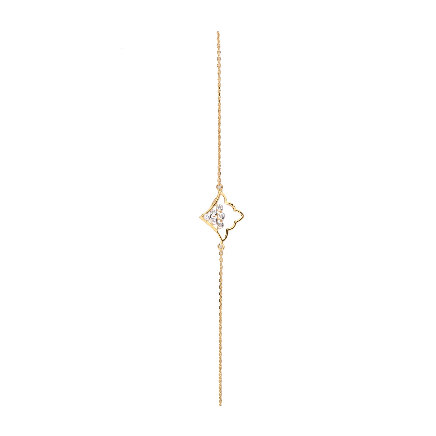Geometric Gold Necklace with Diamond Cluster – Artistic Pendant (1/53603)