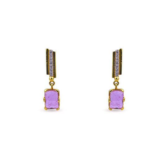 Lilac Gemstone Drop Earrings - Regal & Aesthetic (1/52825)