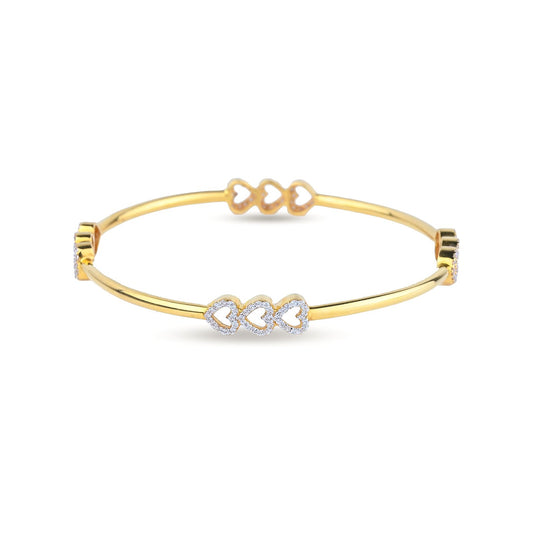Triple Heart Gold Bangle with Diamond Accents – Romantic Minimalist Bangle Pair 1 (1/53948)