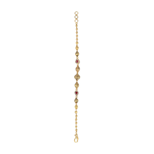 Antique Ruby Gold Bracelet – Traditionally Engraved  (AY_BR1)