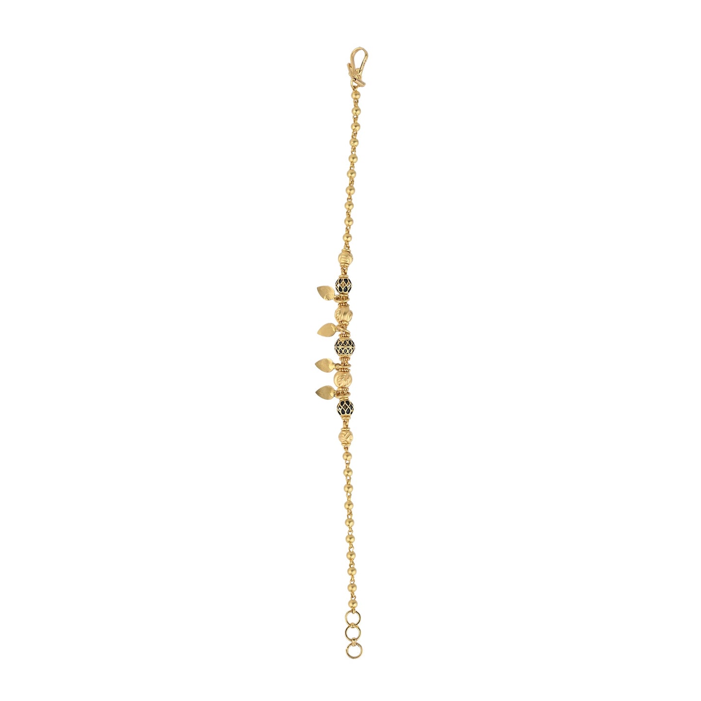 Ancient Leaf & Bead Gold Bracelet – Temple Jewellery Inspired (AY_BR3)