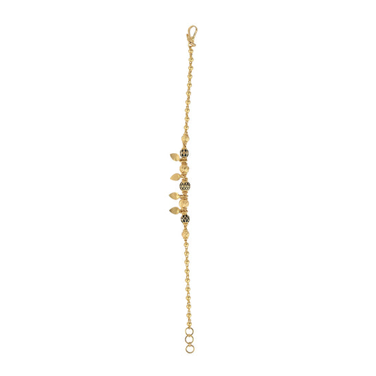 Ancient Leaf & Bead Gold Bracelet – Temple Jewellery Inspired (AY_BR3)