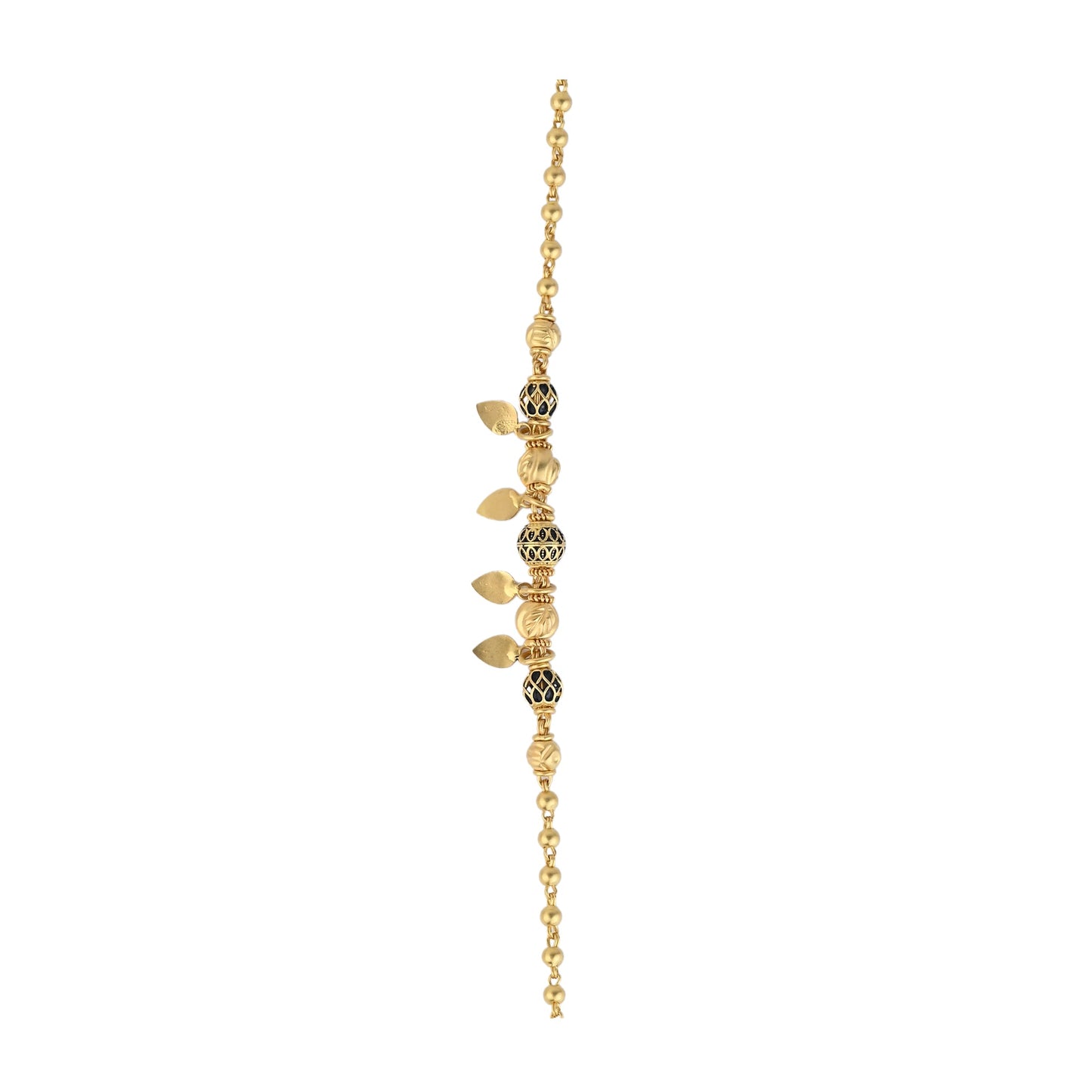 Ancient Leaf & Bead Gold Bracelet – Temple Jewellery Inspired (AY_BR3)