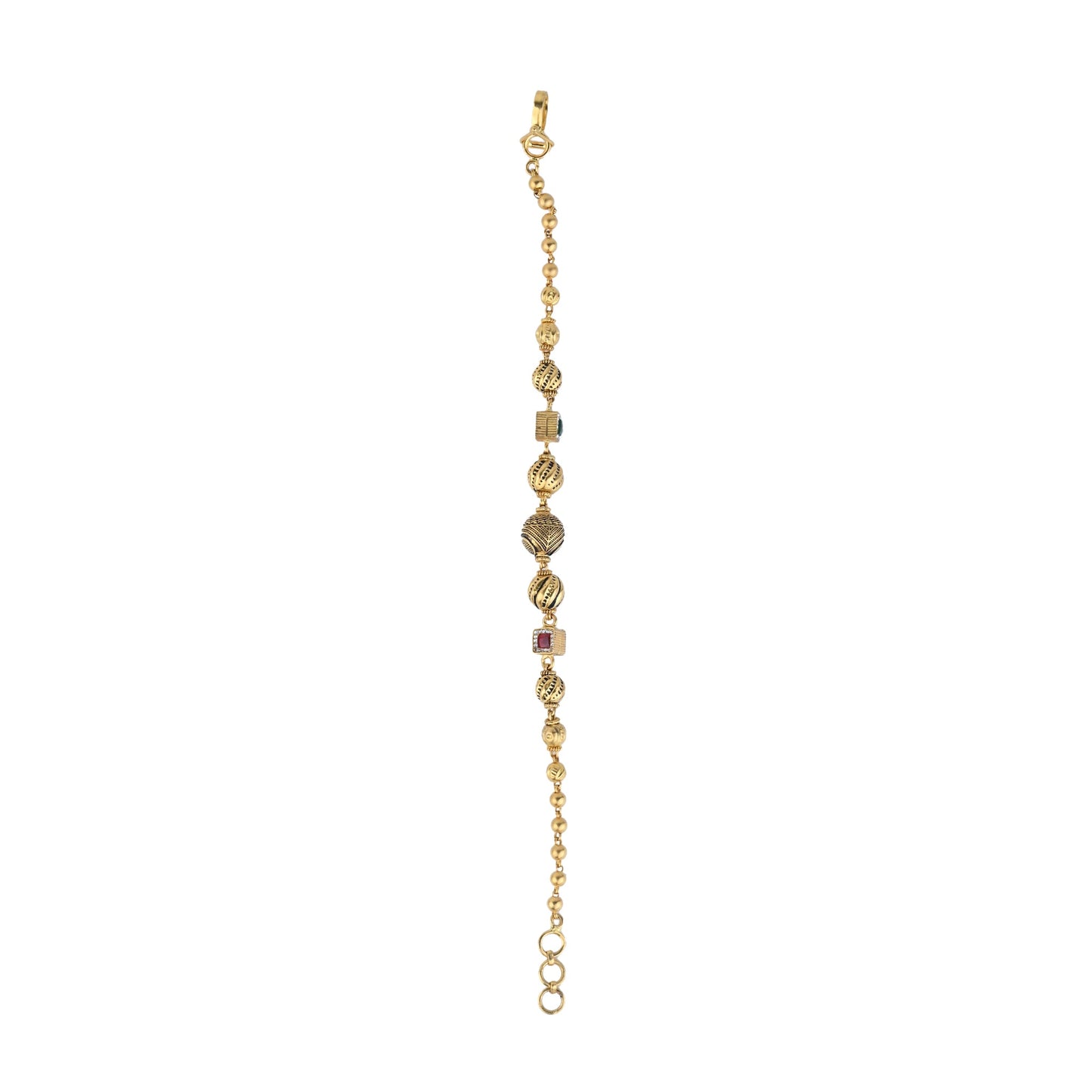 Heritage Gold Bead Bracelet with Gemstone Accents – Traditional Craftmanship (AY_BR4)