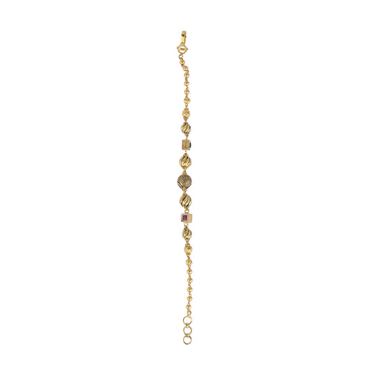Heritage Gold Bead Bracelet with Gemstone Accents – Traditional Craftmanship (AY_BR4)
