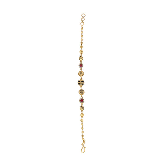 Antique Ruby Embedded Gold Bracelet - Heritage & Temple inspired (AY_BR5)