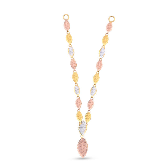 Tricolor Leaf Gold Necklace – Elegant Nature-Inspired Pendant for Festive Wear (CR_NK4)