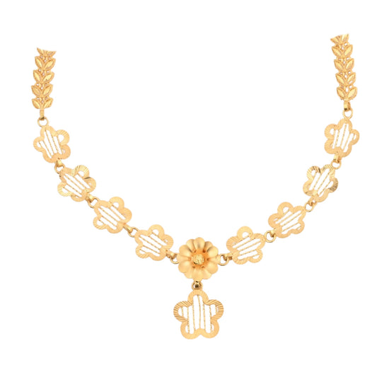 Filigree Floral & Leaf Gold Necklace – Traditional Ethnic Designer Jewelry (CR_NK5)
