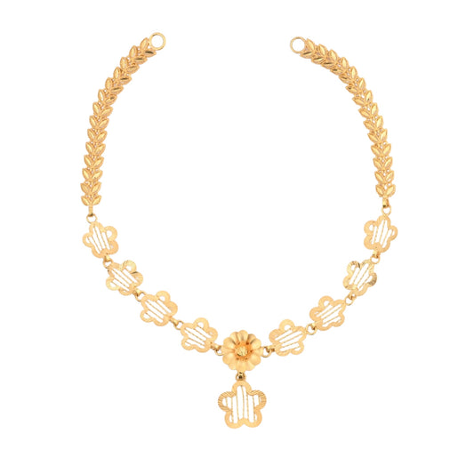 Filigree Floral & Leaf Gold Necklace – Traditional Ethnic Designer Jewelry (CR_NK5)