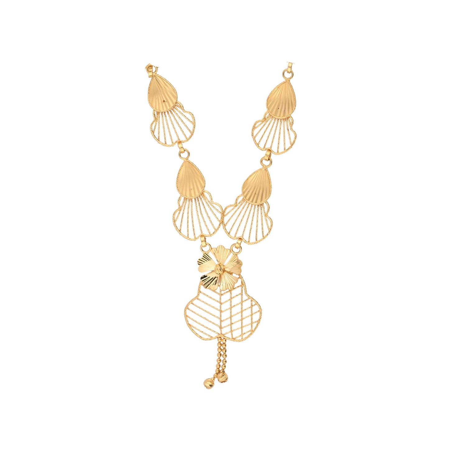 Shell Motif Gold Necklace – Filigree Designer Statement Necklace (CR_NK7)