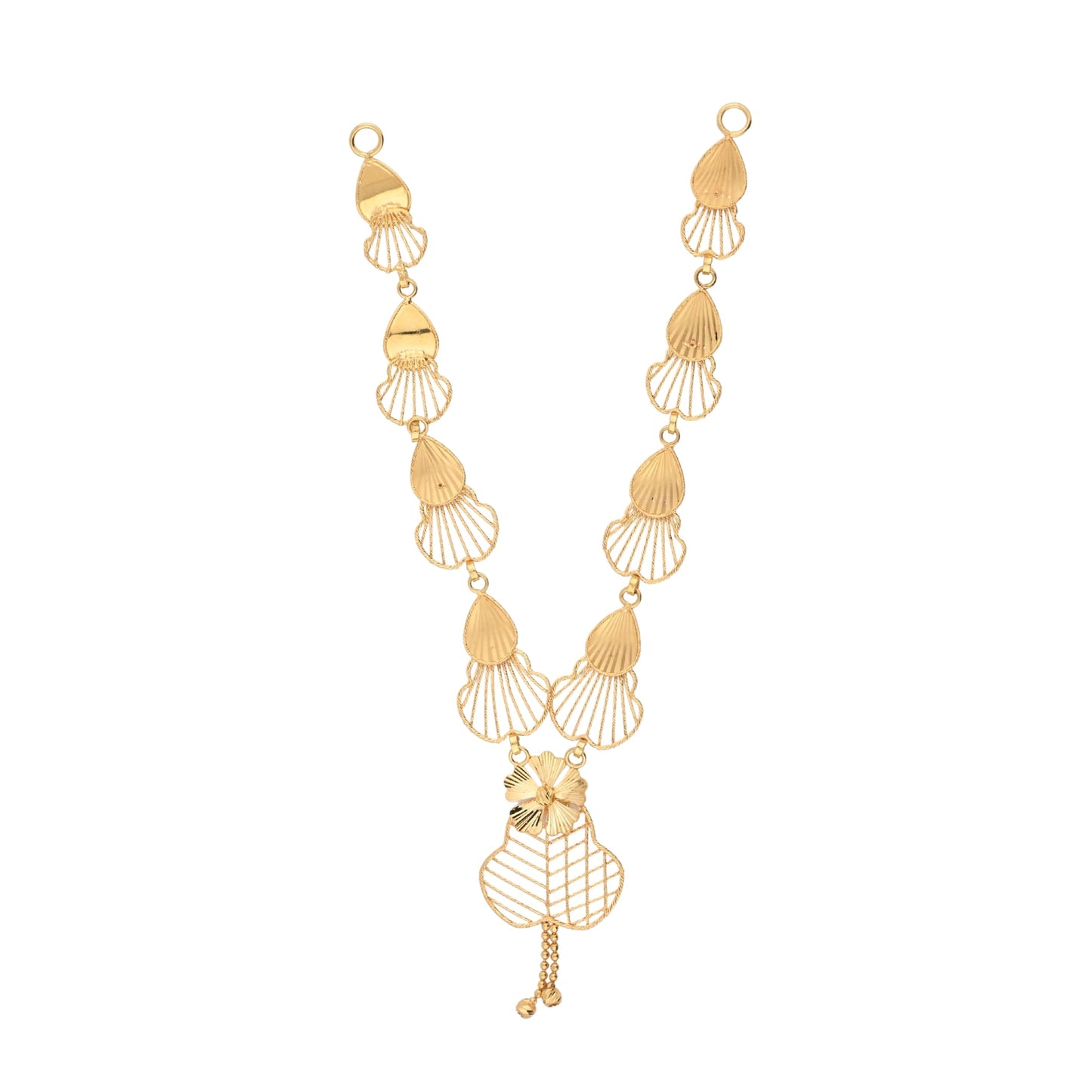 Shell Motif Gold Necklace – Filigree Designer Statement Necklace (CR_NK7)