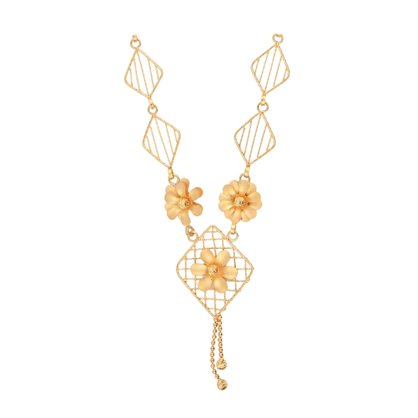 Floral Filigree Gold Necklace – Traditional Designer Necklace with Blossom Details (CR_NK8)