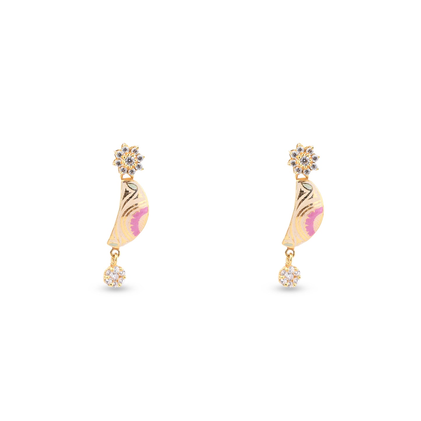 Floral Motif Gold Necklace with Diamond Drops – Festive Designer Statement (N_PMN1)